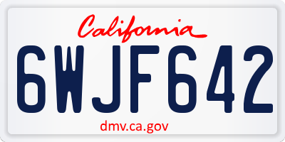 CA license plate 6WJF642
