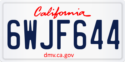 CA license plate 6WJF644