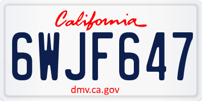 CA license plate 6WJF647