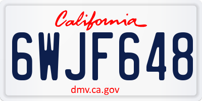 CA license plate 6WJF648