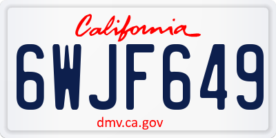 CA license plate 6WJF649