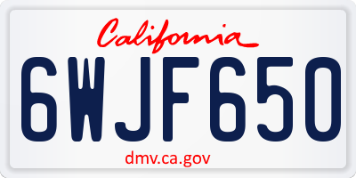 CA license plate 6WJF650