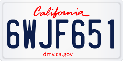 CA license plate 6WJF651