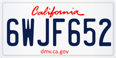 CA license plate 6WJF652