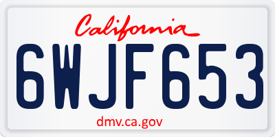 CA license plate 6WJF653