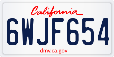 CA license plate 6WJF654