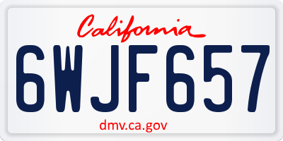 CA license plate 6WJF657
