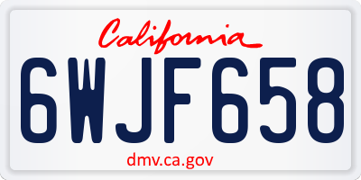 CA license plate 6WJF658