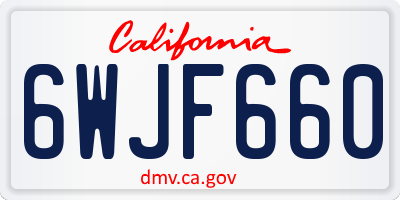 CA license plate 6WJF660