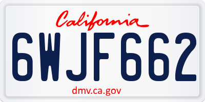 CA license plate 6WJF662
