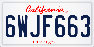 CA license plate 6WJF663