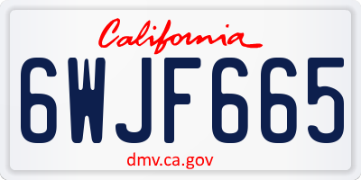 CA license plate 6WJF665