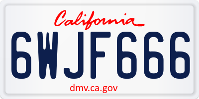 CA license plate 6WJF666
