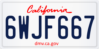 CA license plate 6WJF667