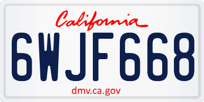 CA license plate 6WJF668