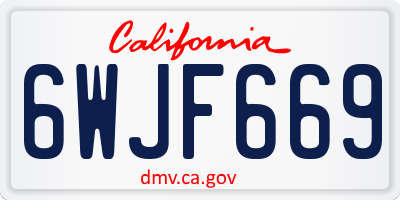 CA license plate 6WJF669