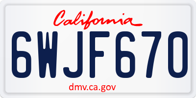 CA license plate 6WJF670