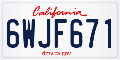 CA license plate 6WJF671