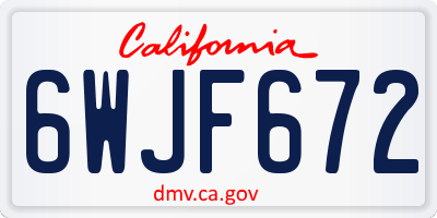 CA license plate 6WJF672