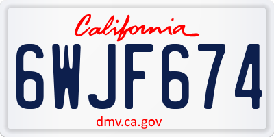 CA license plate 6WJF674