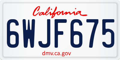 CA license plate 6WJF675