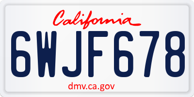 CA license plate 6WJF678