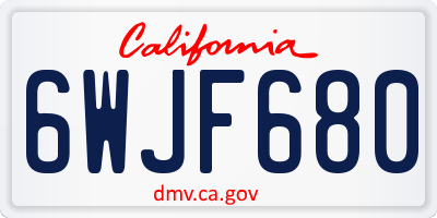 CA license plate 6WJF680