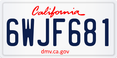 CA license plate 6WJF681