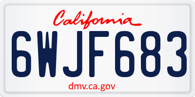 CA license plate 6WJF683