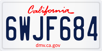 CA license plate 6WJF684