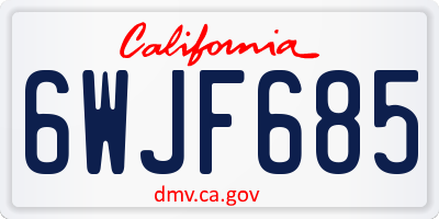 CA license plate 6WJF685