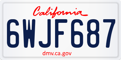 CA license plate 6WJF687