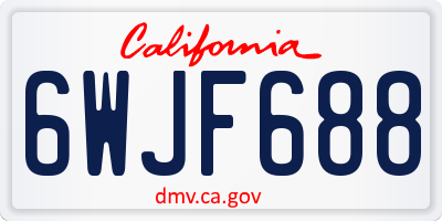 CA license plate 6WJF688