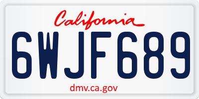 CA license plate 6WJF689