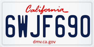 CA license plate 6WJF690