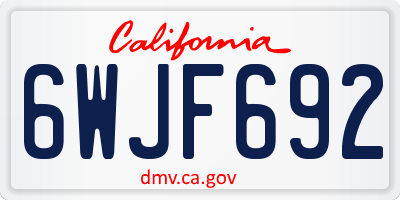 CA license plate 6WJF692