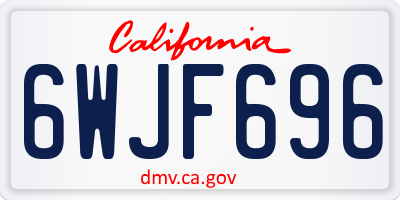 CA license plate 6WJF696