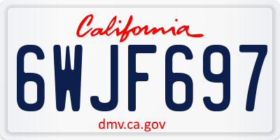 CA license plate 6WJF697