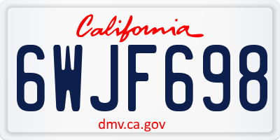 CA license plate 6WJF698