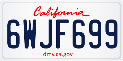 CA license plate 6WJF699