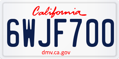 CA license plate 6WJF700