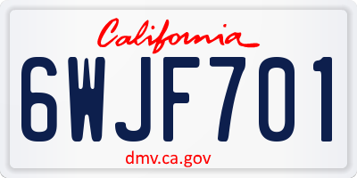 CA license plate 6WJF701