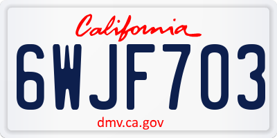 CA license plate 6WJF703