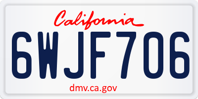 CA license plate 6WJF706