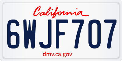 CA license plate 6WJF707