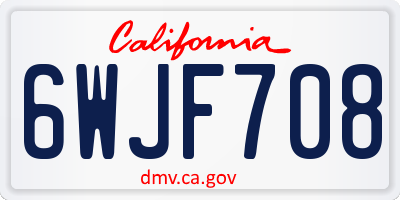 CA license plate 6WJF708