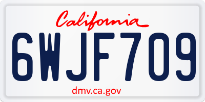 CA license plate 6WJF709