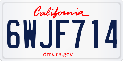 CA license plate 6WJF714