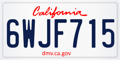 CA license plate 6WJF715