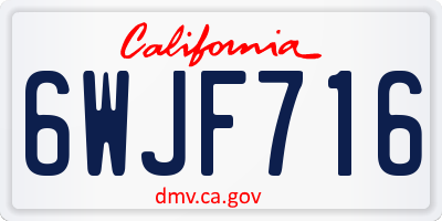CA license plate 6WJF716